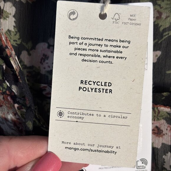 Mango Floral Print Sheer Blouse US 12 Black Multicolor Long Sleeve Lightweight - Picture 8 of 12